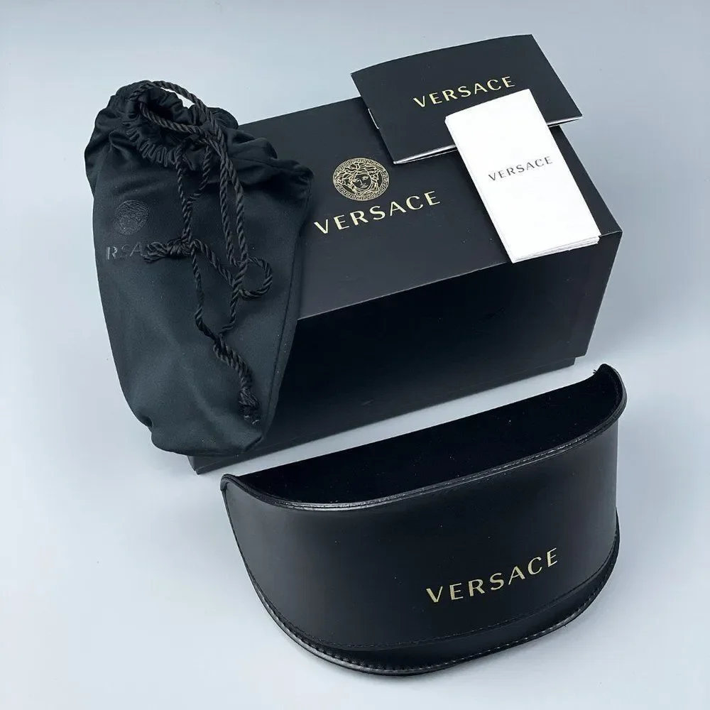 Versace VE4451 GB1/55 Sunglasses Black Grey Mirrored Blue Wraparound Unisex